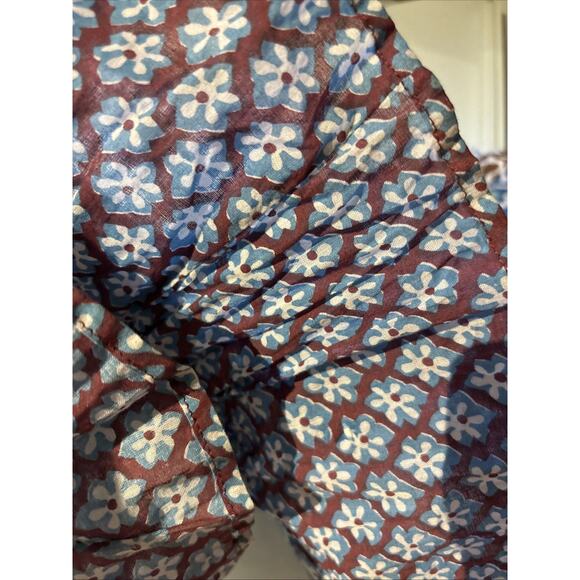 Calypso St Barth Tiered mixed print lined Cotton maxi full Skirt blue brown sz S - Picture 12 of 13